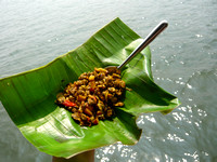 A meal of tiny musles in the Backwaters