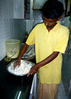 Kneading chapathi dough