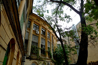 The rear facade of one of the buildings behind the Duke