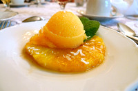 Humble breakfast beginnings - grilled pineapple with passion fruit sorbet