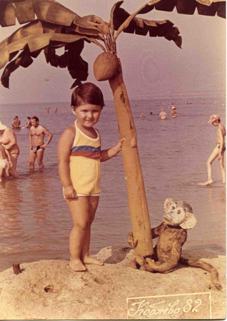 At the Black Sea at 2.5 with a fake palm and monkey.