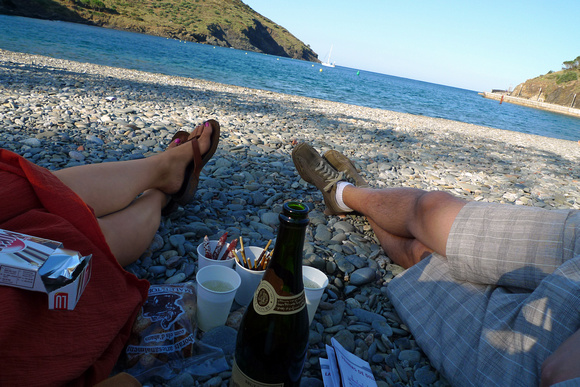 And we were on the beach... while drinking that cava that we got because we got lost on a beach...