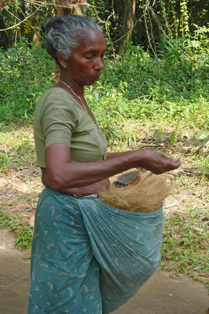Making a yarn, Kerala Backwaters