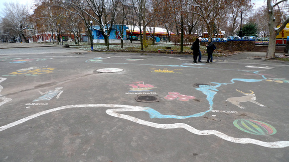 Chalk-drawn map of Ukraine