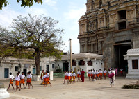 Group of school children visiting Virupaksha Temple