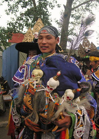 Costumed performers outside the stadium