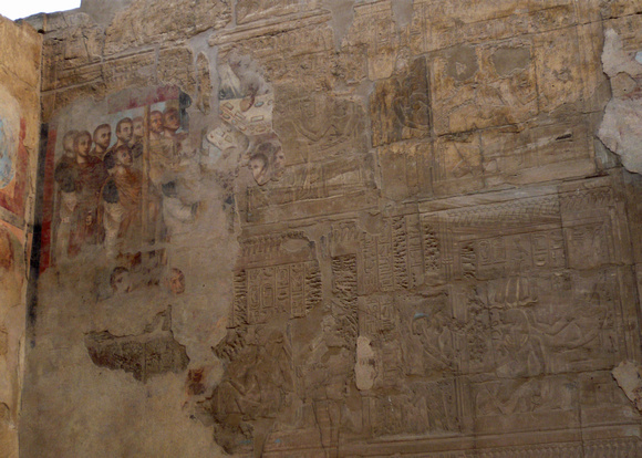Early Christian frescoes over Temple's relieves