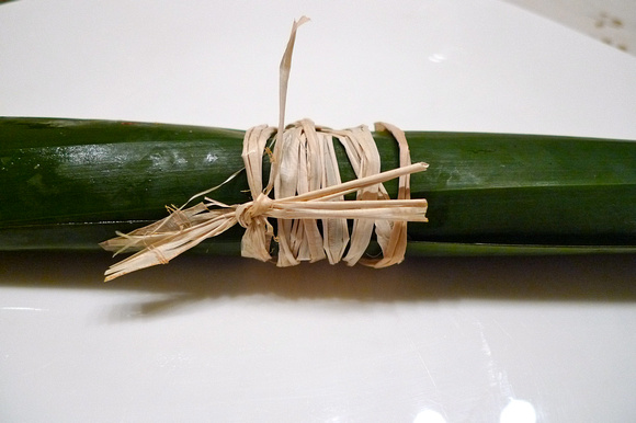 Banana leaf wrapped ricotta