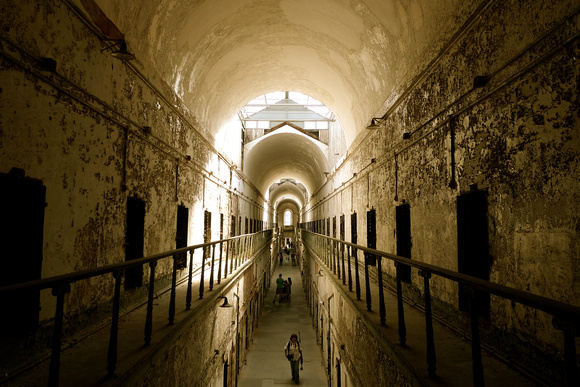 Cellblock 7 with the 30 foot barrel vault ceiling and set back catwalks.
