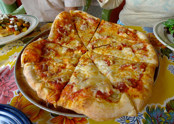 Stretched out pizza.