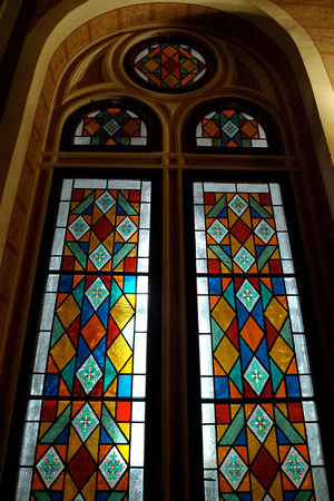 Stained glass windows in the Teachers Lounge