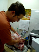 Washing the meat