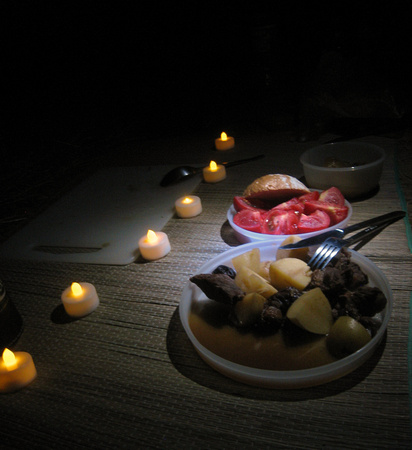 Ceremonial first meal of braised beef and potatoes